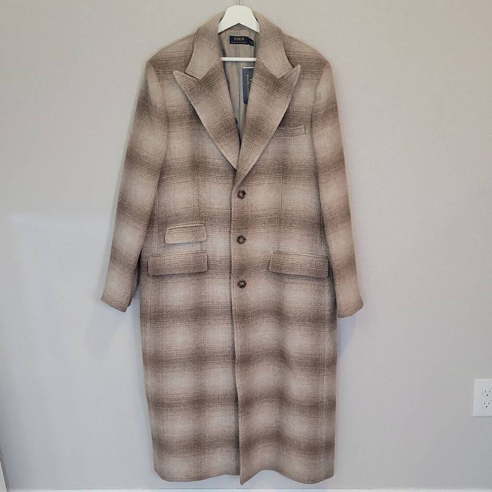 Polo Ralph Lauren Women's Plaid Wool Alpaca Blend Coat Size XL